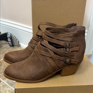 Brown Strappy Ankle Booties